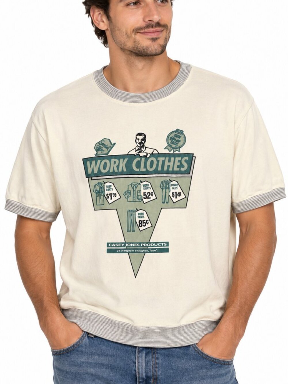 Vintage Casey Jones Work Clothes Graphic Tee Shirt Medium